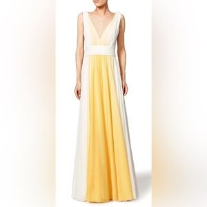 Halston Heritage White and Yellow Ombre Maxi Dress